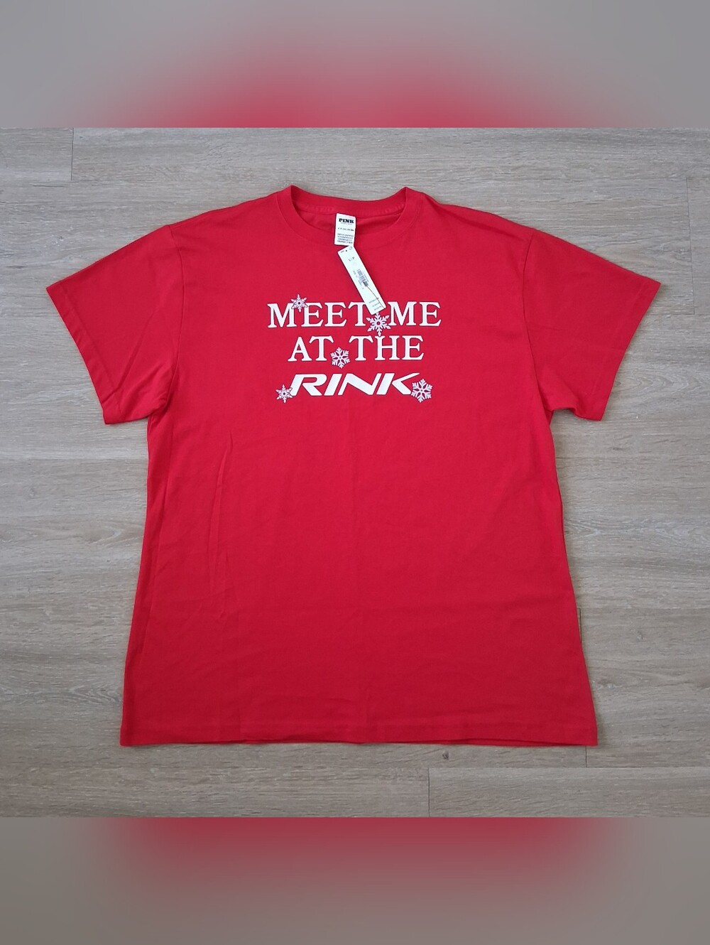 PINK Victoria's Secret Red Graphic Tee - "Meet Me At The Rink"